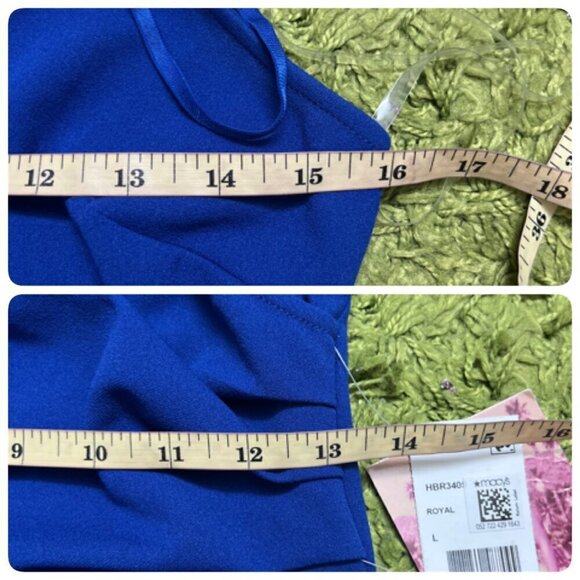 Emerald Sundae Womens Juniors Large V-Neck Sheath Asymmetrical Dress Royal Blue - Picture 7 of 8